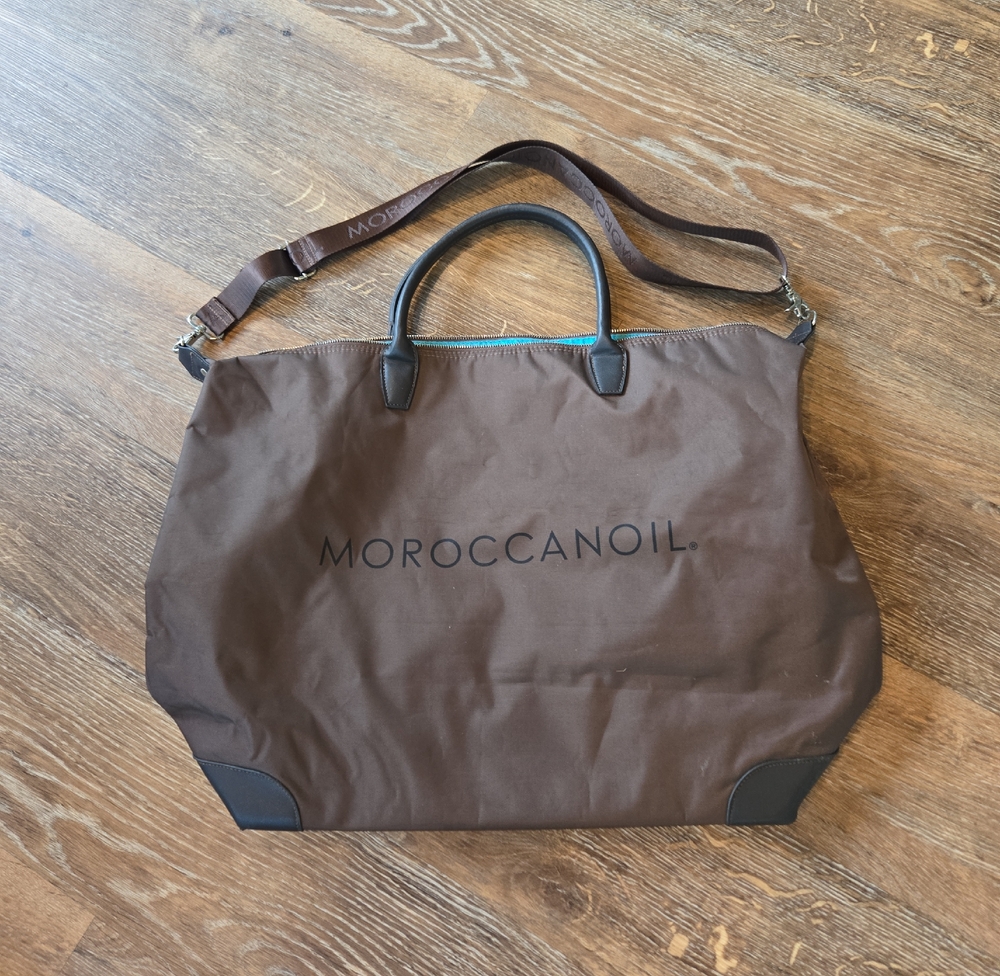 Moroccanoil Brown Duffel Bag with Sturdy Handles